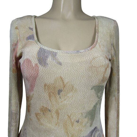 VTG NWT 90s Y2K HUEY WALTZER 4 GLITTER Floral Pastel Fairy Watercolor Saks Dress - Picture 2 of 15